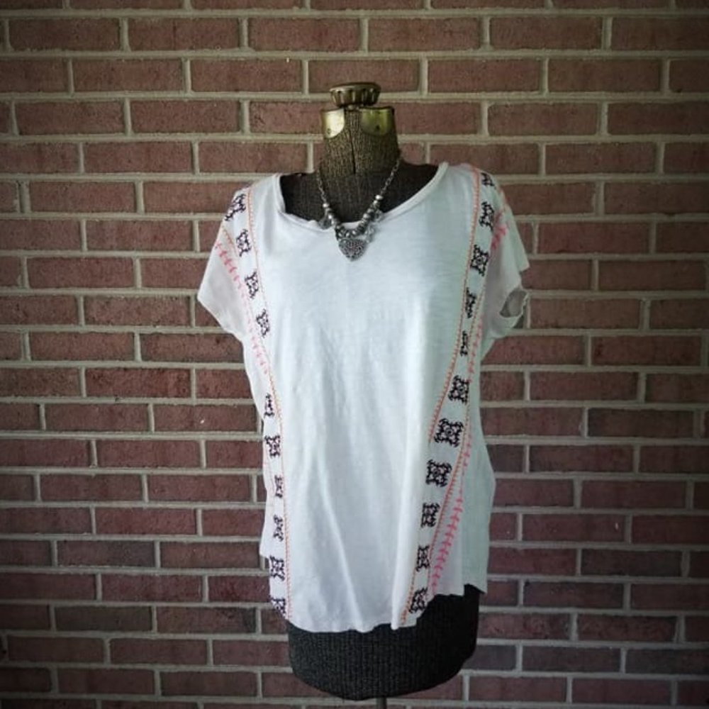 Sonoma LG Cream Ivory Embroidered Blouse Shirt EUC